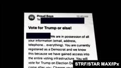 Threatening emails were received by Democratic voters insisting they vote for Donald Trump, allegedly from The Proud Boys. The U.S government has concluded that Iran and Russia had obtained voter data and were behind the threats. 