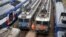 Transilien trains, the suburban railway service of French state-owned railway company SNCF, are parked at a SNCF depot station in Charenton-le-Pont near Paris, France, May 31, 2016 as railway workers will start a national railway strike on Tuesday evening