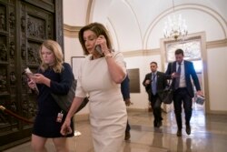 House Speaker Nancy Pelosi, D-Calif., arrives at the Capitol in Washington, Sept. 26, 2019, just as acting Director of National Intelligence Joseph Maguire was set to speak about a secret whistleblower complaint involving President Donald Trump.