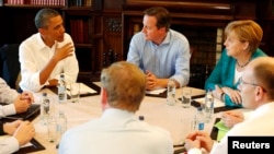 U.S. President Barack Obama meets with T-TIP members at the G8 Summit at Lough Erne in Enniskillen, Northern Ireland.