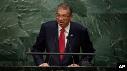 Le Premier ministre béninois Lionel Zinsou devant l'Assemblée générale de l'Onu à New york, le 30 septembre 2015. (AP Photo/Frank Franklin II)