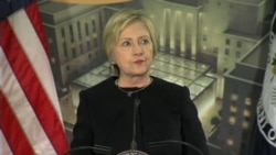 Hillary Clinton speaks at the new US Diplomacy Center pavilion