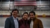 Nury Turkel, left, Ayshem Mamut, center, and Mamut Turkel on Nov. 27, 2024, at Joint Base San Antonio in Texas, following Ayshem Mamut's arrival from China. (Photo courtesy of Nury Turkel)