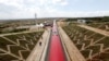 FILE - An aerial view shows a train on the Standard Gauge Railway (SGR) line constructed by the China Road and Bridge Corporation (CRBC) and financed by the Chinese government, in Kimuka, Kenya, Oct. 16, 2019.