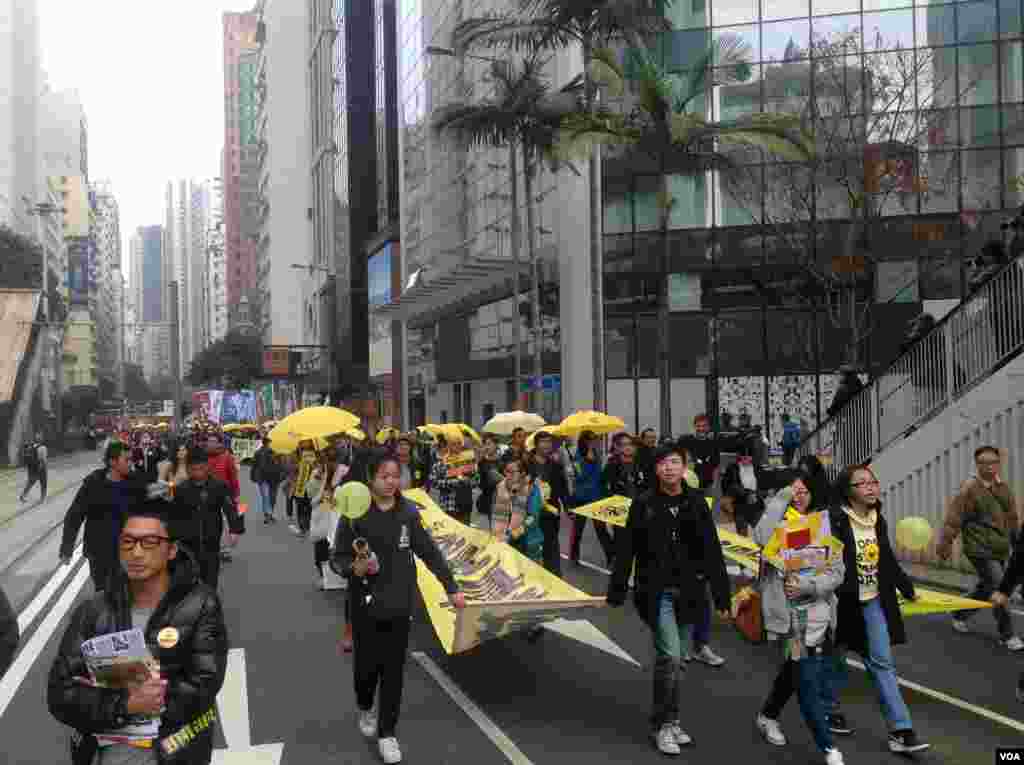 数万港人参与民阵争取真普选大游行（美国之音海彦拍摄）