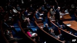 Majority Leader Steny Hoyer, D-Md., speaks in the House Chamber after they reconvened for arguments over the objection of certifying Arizona’s Electoral College votes in November’s election, at the Capitol in Washington, Jan. 6, 2021. 