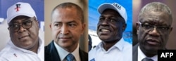 (COMBO) This combination of pictures created on December 12, 2023 shows (From L to R) Democratic Republic of Congo's incumbent President Felix Tshisekedi and challengers Moise Katumbi, Martin Fayulu and Dr. Denis Mukwege.