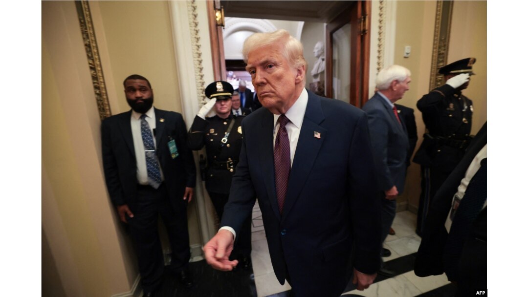 US President Donald Trump leaves after addressing a joint session of Congress at the US Capitol in Washington, on March 4, 2025.