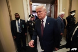 US President Donald Trump leaves after addressing a joint session of Congress at the US Capitol in Washington, on March 4, 2025.