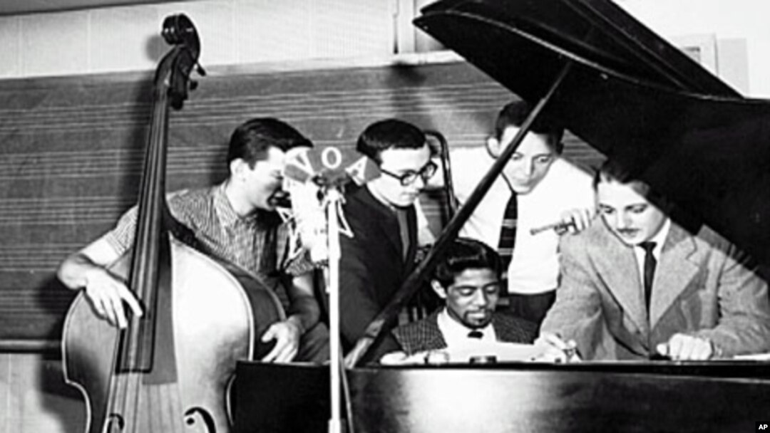Arif Mardin (far right) and his classmates, at VOA in the early 1960s.