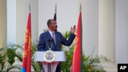FILE: Eritrea's President Isaias Afwerki speaks to the media during a bilateral visit to the State House in Nairobi, Kenya on Thurs. Feb. 9, 2023.