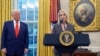 Attorney General Pam Bondi speaks after being sworn in by Supreme Court Associate Justice Clarence Thomas, in the Oval Office of the White House, Feb. 5, 2025, in Washington, as President Donald Trump looks on.