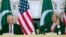 Secretary of State John Kerry and Pakistan Foreign Affairs Adviser Sartaj Aziz participate in the U.S.-Pakistan Strategic Dialogue meeting at the State Department in Washington, Feb. 29, 2016.