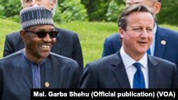 Shugaban Najeriya Muhammadu Buhari da Firayim Ministan Britaniya David Cameron a Taron G7, Munich, Yuni 8, 2015.