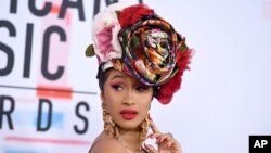Cardi B arrives at the American Music Awards, Oct. 9, 2018, at the Microsoft Theater in Los Angeles. 