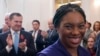 Kemi Badenoch smiles after being elected as the new leader of the U.K.'s opposition Conservative Party in London on Nov. 2, 2024.