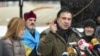 UKRAINE -- Former Georgian President Mikheil Saakashvili, accompanied by his wife Sandra Roelofs, addresses his supporters in front of the Parliament building in Kyiv, December 6, 2017