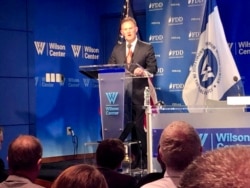 U.S. Counterterrorism Coordinator and Ambassador Nathan Sales speaks at a Wilson Center forum in Washington, July 12, 2019.(M. Lipin, VOA Persian)