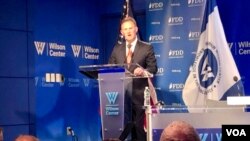 U.S. Counterterrorism Coordinator and Ambassador Nathan Sales speaks at a Wilson Center forum in Washington, July 12, 2019. (Michael Lipin/VOA)