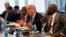Republican presidential candidate Donald Trump holds a roundtable meeting with the Republican Leadership Initiative in his offices at Trump Tower in New York, Aug. 25, 2016. Dr. Ben Carson is seated next to Trump at center.