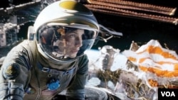 Oscar-nominated actor Sandra Bullock as an astronaut in the Oscar-nominated movie, "Gravity."