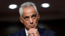 美國新任駐日大使拉姆·伊曼紐爾（Rahm Emanuel）在參議員聽證會上。 （美聯社照片）