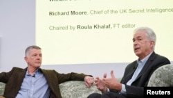 Britain's MI6 chief Moore and CIA Director Burns are interviewed at FT Weekend festival in London