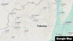 Peta lokasi Sibi di Provinsi Baluchistan, Pakistan.