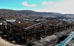 Camp Lipa after the fire in which hundreds of migrants were staying in Bihac, December 29, 2020