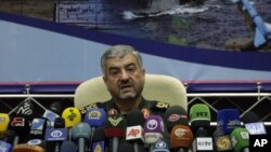 Commander of Iran's Revolutionary Guard Gen. Mohammad Ali Jafari, speaks at a press conference in Tehran, Iran, Sunday, Sept. 16, 2012.