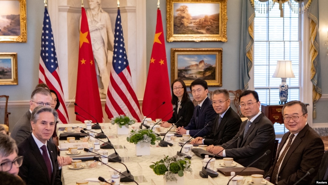 美国国务卿布林肯周五（1月12日）在美国国务院与中联部部长刘建超举行会谈。