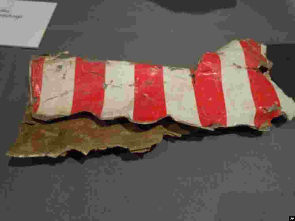 Metal fragment recovered from the wreckage of Flight 93