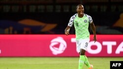 Odion Ighalo du Nigeria célèbre son but contre la Tunisie lors de la CAN, Egyte, le 17 juillet 2019. (Photo Khaled DESOUKI / AFP)