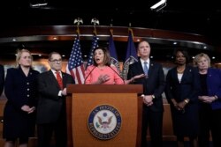 House Speaker Nancy Pelosi of Calif., speaks during a news conference to announce impeachment managers on Capitol Hill in Washington, Jan. 15, 2020