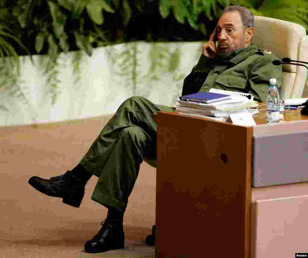 Cuban President Fidel Castro attends a conference on terrorism in Havana's convention centre June 3, 2005.