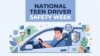 ‘전국 청소년 운전자 안전 주간(National Teen Driver Safety Week)’ 안내 일러스트레이션