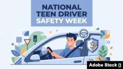 ‘전국 청소년 운전자 안전 주간(National Teen Driver Safety Week)’ 안내 일러스트레이션