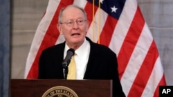 FILE - U.S. Sen. Lamar Alexander, R-Tenn., speaks Dec. 17, 2018, in Nashville.