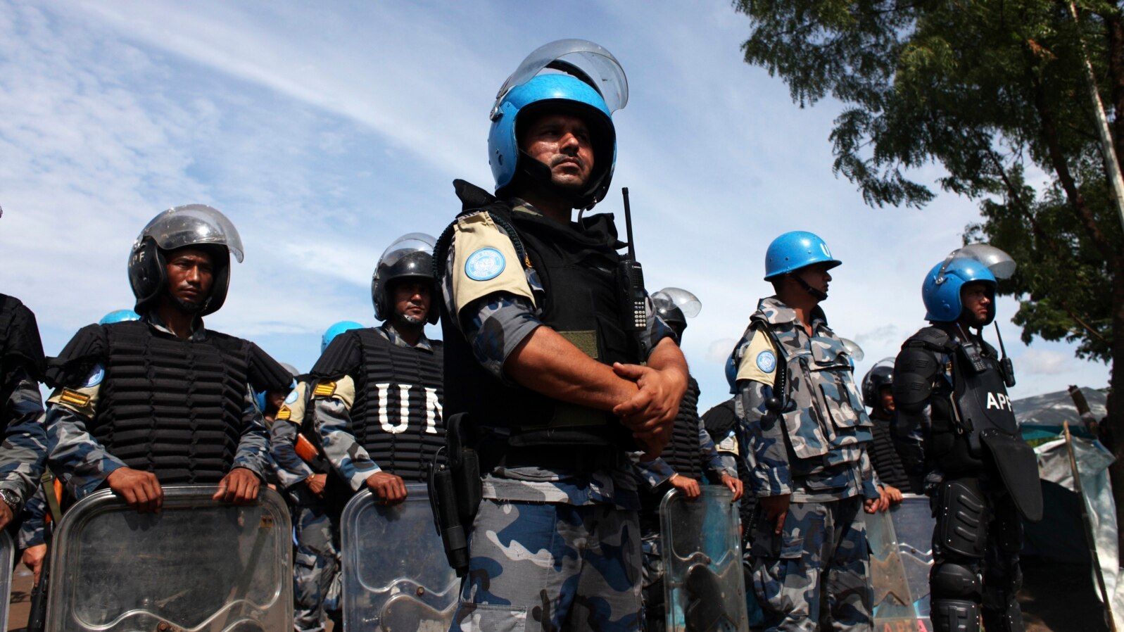 FILE - U.N. peacekeepers are seen at an IDP (internally displaced persons) camp in the United Nations Mission In South Sudan (UNMISS) base in Juba May 6, 2014.