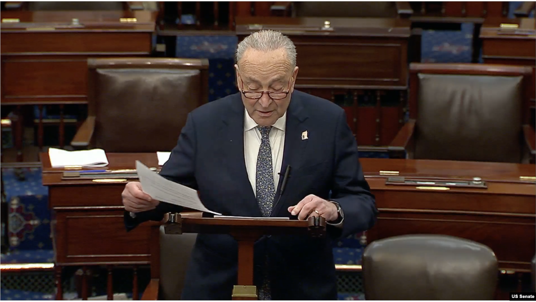 Senatda demokratlar sardori Chak Shumer, Kongress, Vashington, 14-mart, 2025