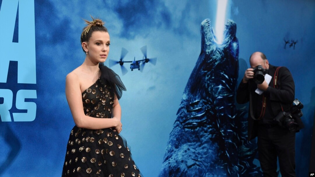 Millie Bobby Brown tiba di penayangan perdana film "Godzilla: King of the Monster" di Los Angeles,Sabtu, 18 Mei 2019.