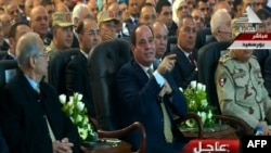 Le président Sissi à la télévision lors de l'inauguration, en Egypte, le 31 janvier 2018.