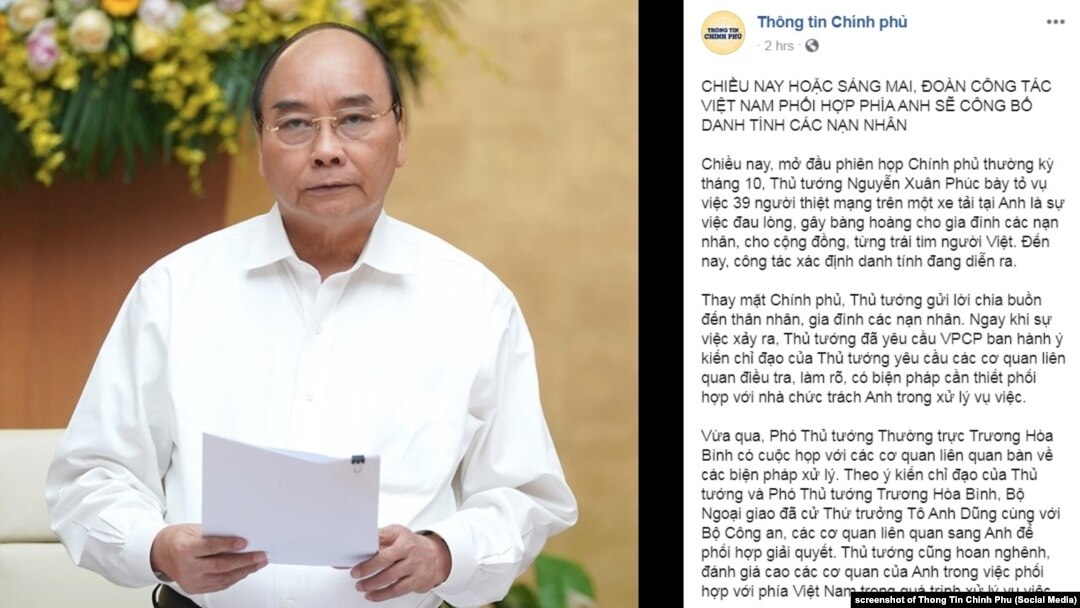 Thủ tướng Nguyễn Xuân Phúc, ảnh chụp màn hình trang Facebook Thông tin Chính phủ, 5/11/2019