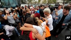 Les élèves du lycée Marjory Stoneman Douglas en Floride, le 20 février 2018.
