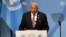 Fiji's Prime Minister Frank Bainimarama talks at the opening of the COP 23 UN Climate Change Conference in Bonn, Germany, Nov. 6, 2017. 