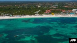 FILE - An aerial view of Punta Cana, is seen east of the Dominican Republic, April 16, 2015.
