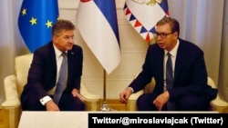 Miroslav Lajčak i Aleksandar Vučić tokom susreta u Beogradu (Foto: (Foto: Twitter/@miroslavlajcak)