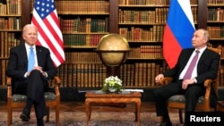 U.S. President Joe Biden and Russia's President Vladimir Putin meet for the U.S.-Russia summit at Villa La Grange in Geneva, Switzerland, June 16, 2021.