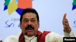 FILE - Sri Lankan President Mahinda Rajapaksa.