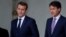 French President Emmanuel Macron accompanies Italian Prime Minister Giuseppe Conte after a meeting at the Elysee Palace in Paris, France, June 15, 2018. 